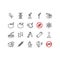 Food safety vector icons. Set of ingredient warning label icons. Genetically modified organism. Common allergens gluten, soy,