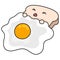 Food sandwich sunny side egg bread, doodle kawaii. doodle icon image