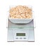 Food scale with oatmeal bowl electronic and digital isolated