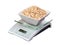 Food scale with oatmeal bowl electronic and digital isolated