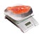 Food scale with salmon fish electronic and digital isolated
