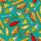Food seamless pattern background. Meal and spices