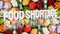 The food shortage white text on food background 3d rendering