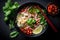 food soup vegetable hot ramen meal asian bowl background noodle japanese. Generative AI.