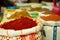 Food and spices for sale at the street bazaar in Medina