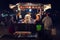 Food stall in Marrakesh square at night