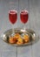 Food stuffed profiterole with welcome drinks