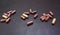 Food supplement capsules, dietary supplement, pill, herbal medicine on black background. Close-up