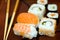 Food: sushi maki chopsticks macro