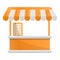 Food tent kiosk icon, cartoon style