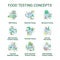 Food testing concept icons set