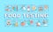 Food testing word concepts turquoise banner