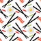 Food themed seamless pattern with delicious sunny side up egg