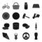Food, Transport, knowledge and other web icon in black style.