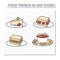 Food trends color icons set