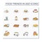 Food trends color icons set