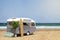 Food truck caravan on the beach