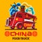 Food Truck Chinese China Fast Delivery Service Vector Logo