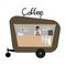 Food truck with coffee drinks and menu with written positions and prices