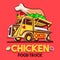 Food Truck Crispy Fried Chicken Wings Fast Delivery Service Vector Logo