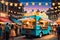 food truck, embellished with inviting strings of warm fairy lights, stand