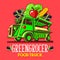 Food Truck Fruit Seller Greengrocer Stand Fast Delivery Service