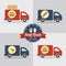 Food truck hamburger. street Fast Food. Hamburger, Hot dog, Pizza fast food delivery van. flat design vector illustration