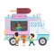 Food Truck with Ice cream Flat Vector Illustration