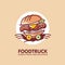 Food truck logo design idea with juicy burger