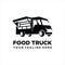 Food truck logo template. Street food cart vector design.