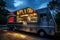 A food truck is parked on the side of a busy road, serving delicious meals to hungry customers, Elegant food truck serving gourmet