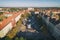 Food truck rally, fast food party in tychy poland aerial drone photo