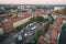 Food truck rally, fast food party in tychy poland aerial drone photo