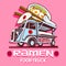 Food Truck Ramen Restaurant Fast Delivery Service Vector Logo