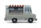 Food truck. Realistic mockup of ice cream or street food trailer with open window, canteen on wheels isolated on white