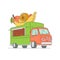 Food truck selling fruit - isolated drawing of street vendor car