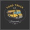 Food truck street festival emblem.