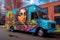 food truck with unique and vibrant artwork