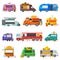 Food truck vector street food-truck vehicle and fastfood delivery transport with hotdog or doughnut restaurant or