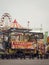 Food trucks selling various selections at the Euro Fun Park fun fair at night