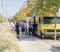 Food trucks serving office workers at lunchtime, in Dallas