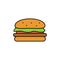 food vector illustration. normal size fast food burger in cartoon style