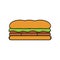 food vector illustration. normal size sandwich with full filling in cartoon style