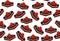 Food vector seamless pattern with slices of chocolate cake with strawberry