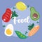 Food vegetable menu fresh diet ingredient meat avocado lemon egg and peas