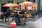 Food vending carts on the street in Manhattan. These mobile food carts require permits