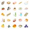 Food with vitamin icons set, isometric style