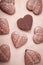 food wallpaper, chocolate glazed gingerbread, heart-shaped, top view, no people,