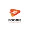 Foodie food hunter food lover video channel logo template icon symbol with negative space of fork illustration inside vector play