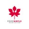 FOODMAPLE LOGO CONCEPT, MODERN ICON OF A MAPLE LEAF WITH NEGATIVE SPACE OF SPOON AND FORK
